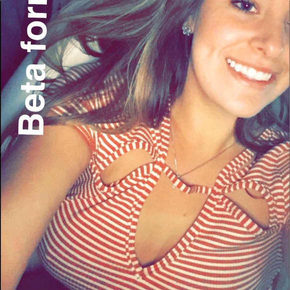 Free People burnt orange striped shirt - Picture 7 of 7